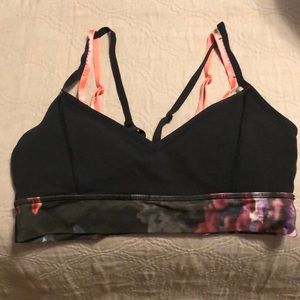 Lululemon Black Flower print Sports Bra Size 10